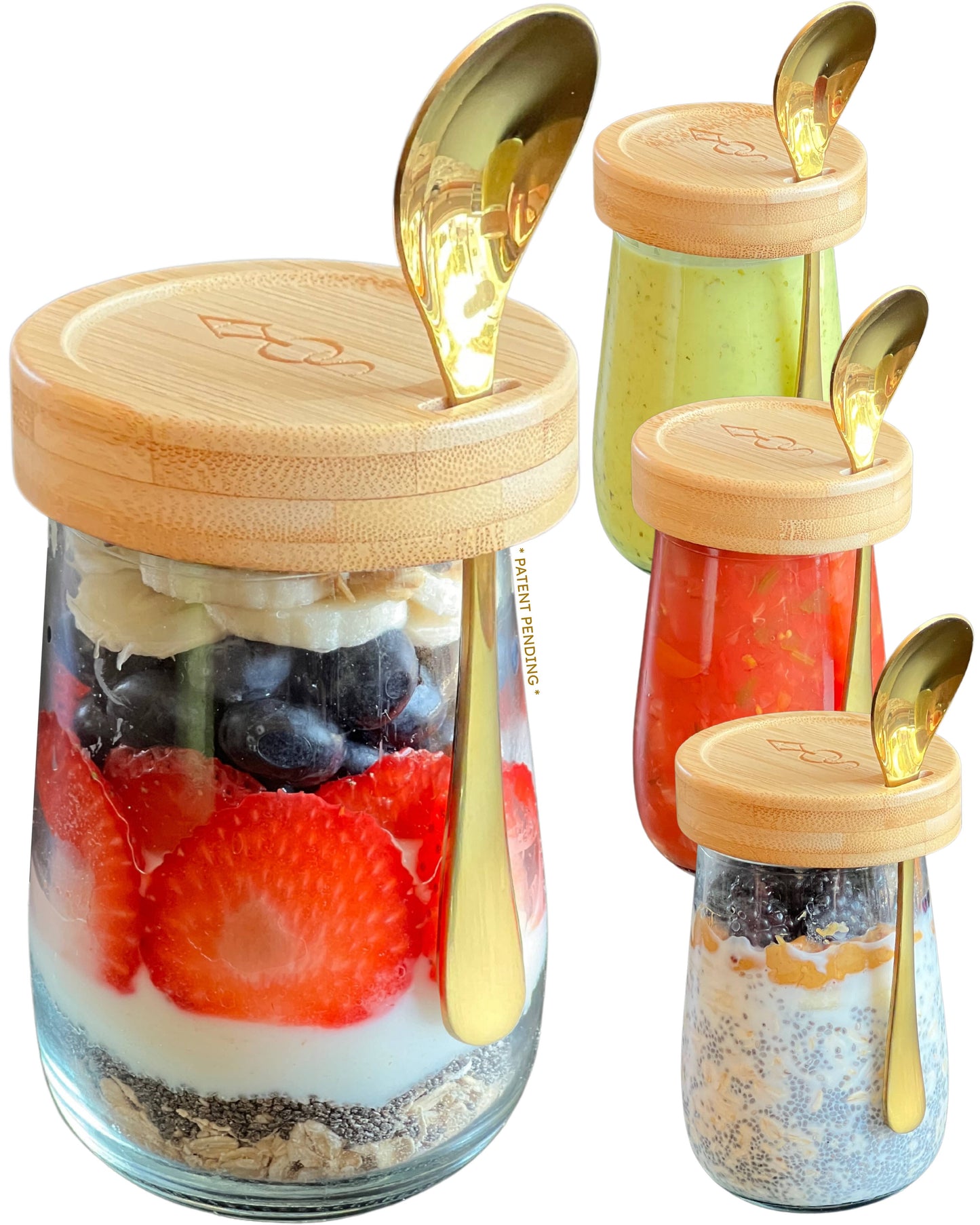 4-Pack Overnight Oats Containers with Lids and Spoons